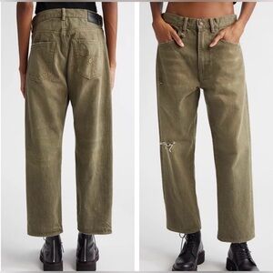 R13 X boyfriend jeans olive vintage army green distressed ankle 26